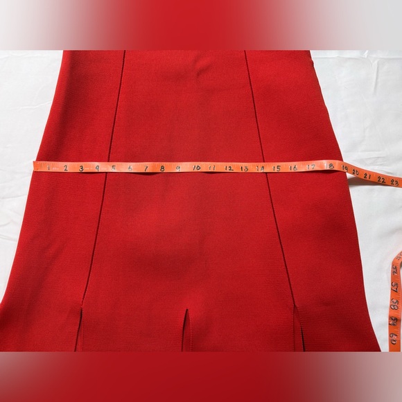 ADEAM Striking Red square neck split hem Midi Dress size 8 - Picture 14 of 15